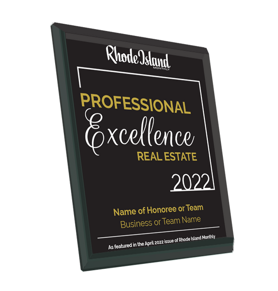 Rhode Island Monthly Excellence in Real Estate Award | Glass Plaque