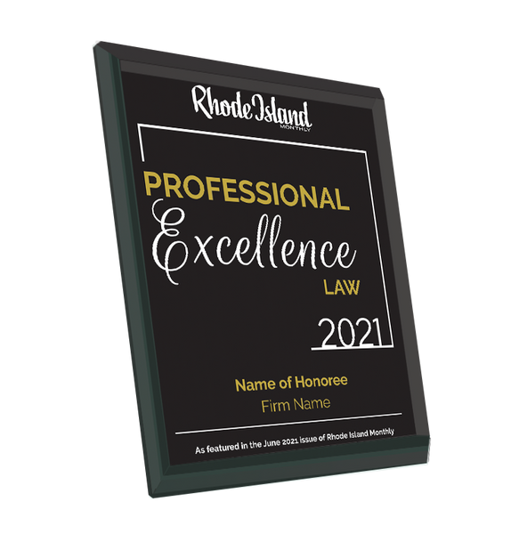 Rhode Island Monthly Excellence in Law Award | Glass Plaque