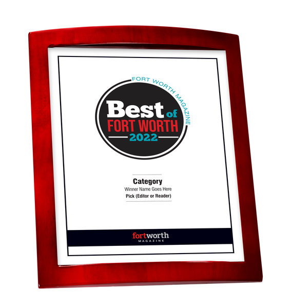 Fort Worth Magazine Best Of Rosewood Plaque - Award