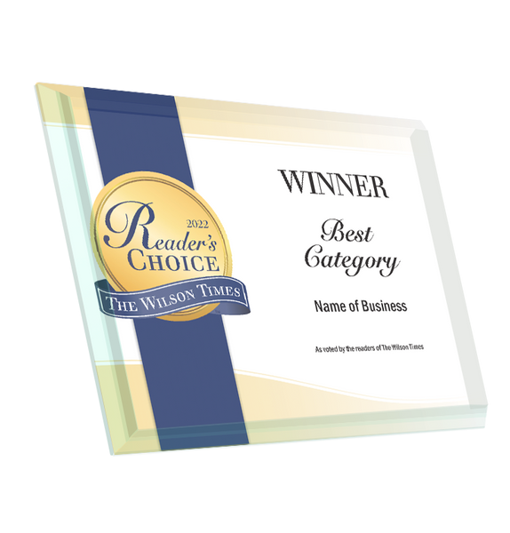 Wilson Times "Readers' Choice" Award - Crystal Glass