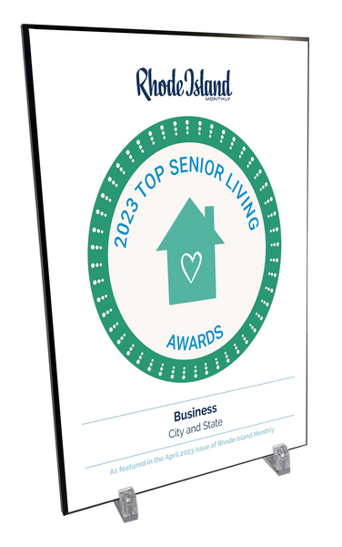 Rhode Island Monthly Top Senior Living Community Award Plaque