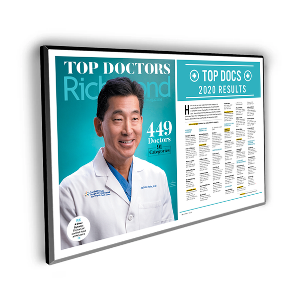 Richmond Magazine "Top Docs" Cover / Article Plaque - 18" x 12" by NewsKeepsake