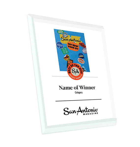 San Antonio Magazine "Best of the City" Glass Cover Award Plaque