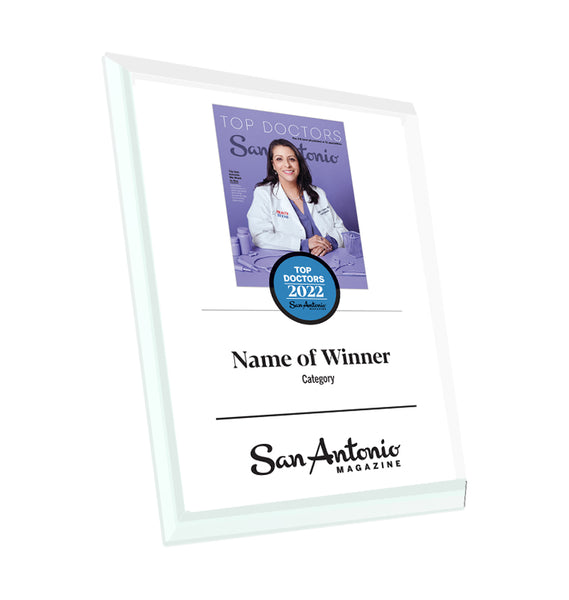 San Antonio Magazine "Top Doctors" Glass Cover Award Plaque