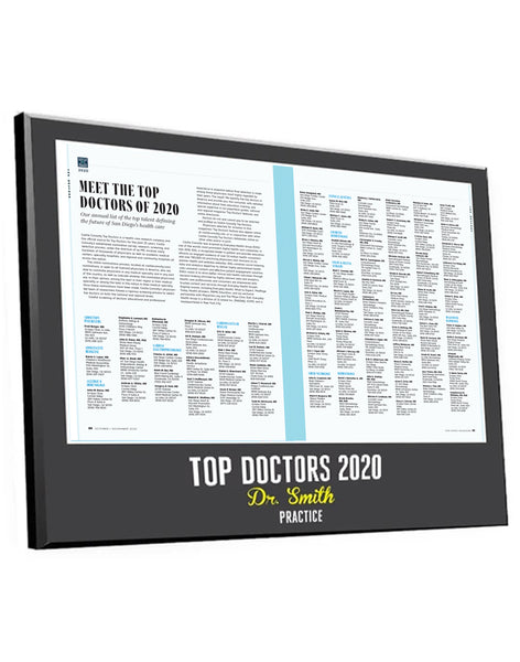 San Diego Magazine "Top Doctors" Award Plaques by NewsKeepsake