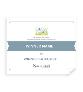Savannah Magazine Best of Homes Awards -  Window Decals