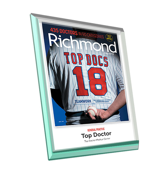 Richmond Magazine "Top Docs" Cover Award Glass Plaque by NewsKeepsake
