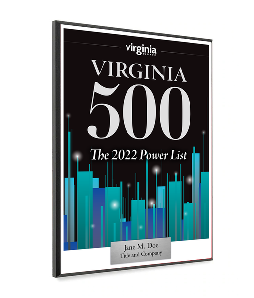 Virginia 500 Cover Award Plaque - Modern Wood Mount