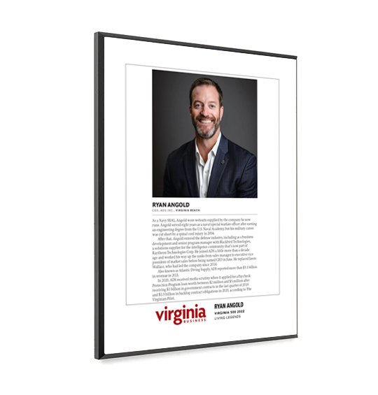 Virginia 500 Profile Award Plaque - Modern Wood Mount