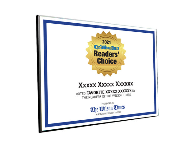 Wilson Times "Readers' Choice" Award - Modern Hardi-plaque