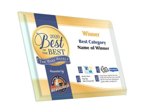 Wake Weekly "Best of the Best" Award - Crystal Glass