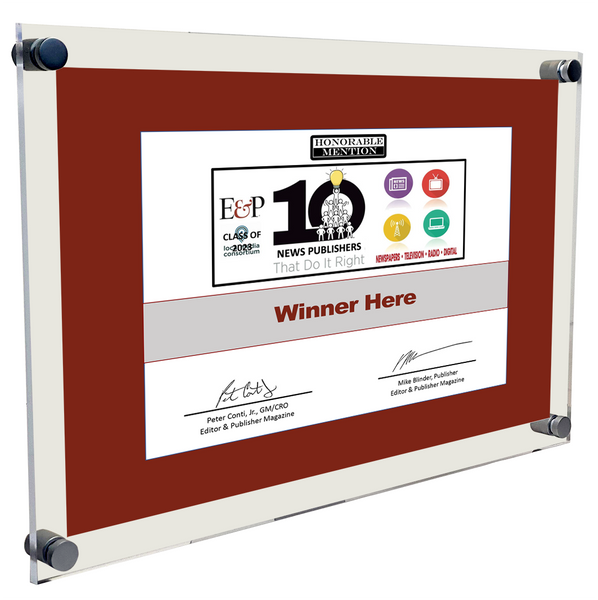 Editor and Publisher Award Plaque | Acrylic Standoff