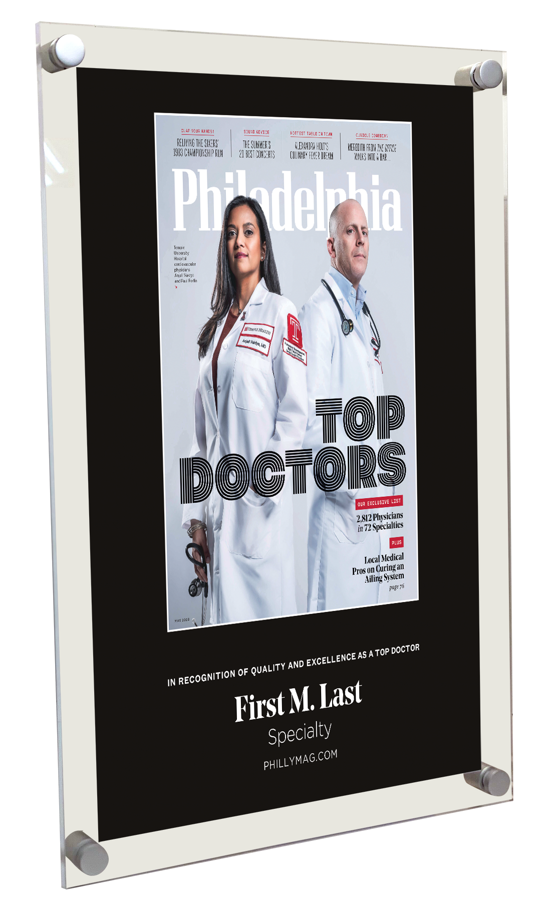 Philadelphia magazine Top Doctors Cover Award - Acrylic Standoff Plaque