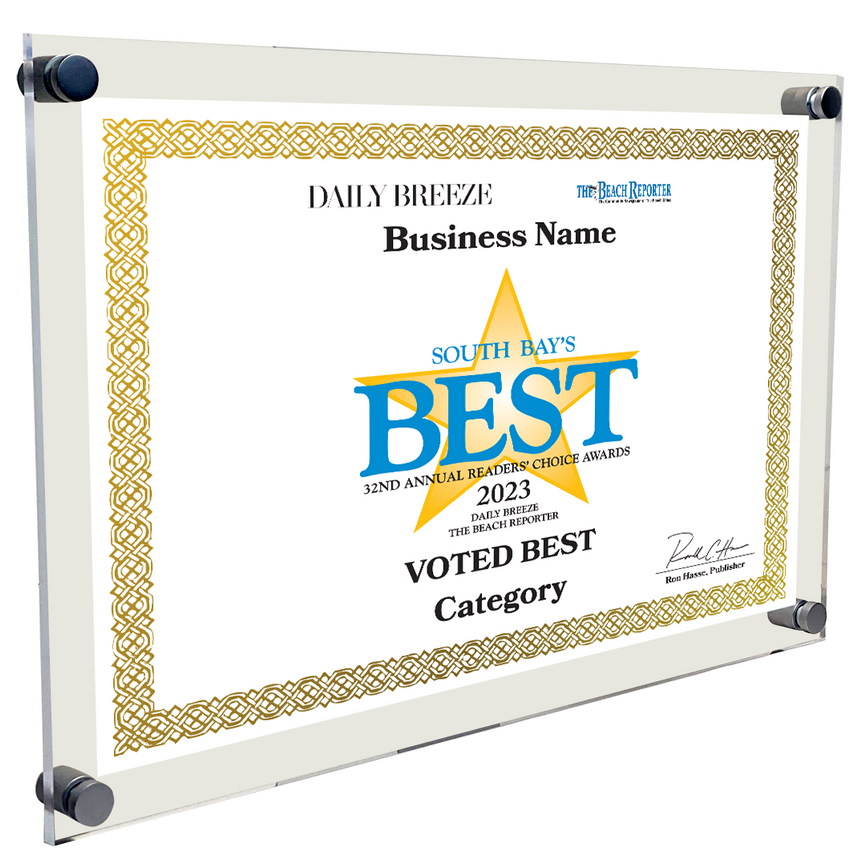 South Bay's Best Of and Readers Choice Certificate - 10