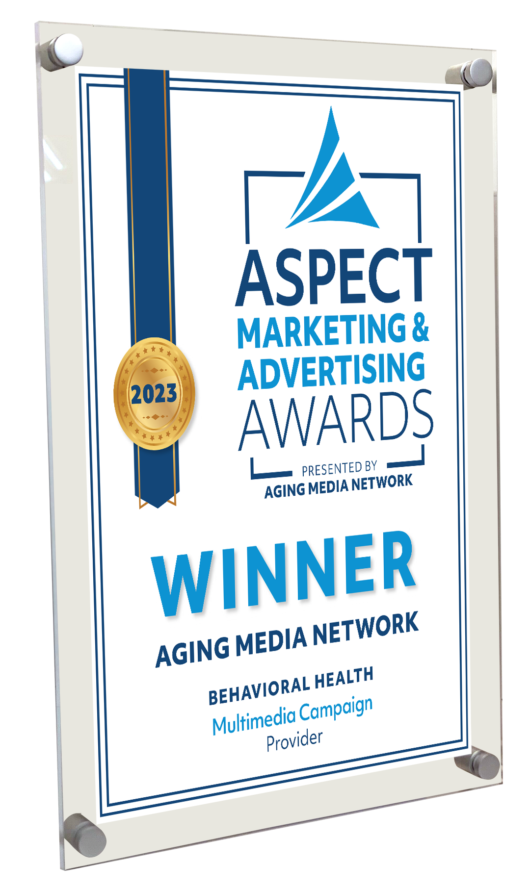 Aging Media Network Aspect Award - Acrylic Standoff Plaque