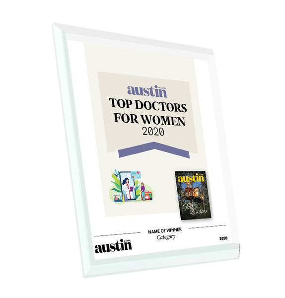 Austin Monthly "Top Doctors for Women" Glass Cover Award Plaque by NewsKeepsake