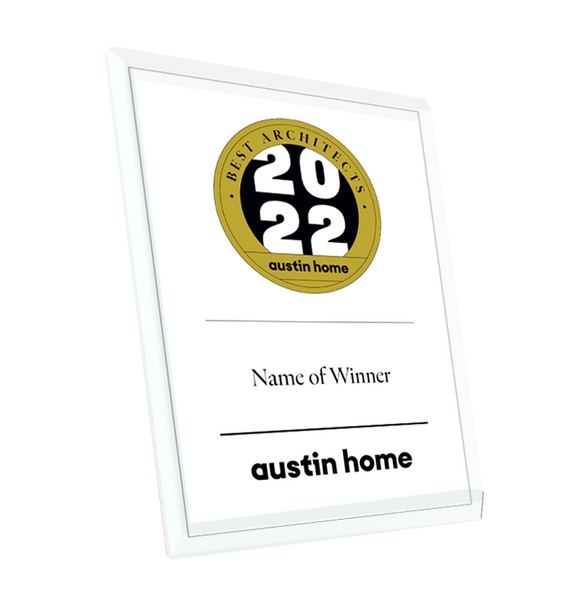 Austin Home "Best Architects" Crystal Glass Award Plaque