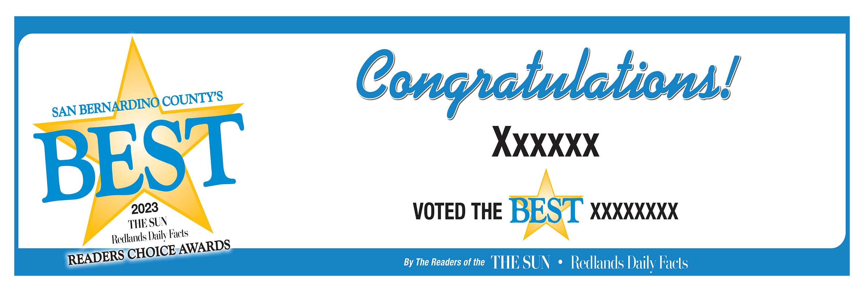 The Sun & Daily Facts Best Of Certificate and Readers Choice Award | Outdoor Banners