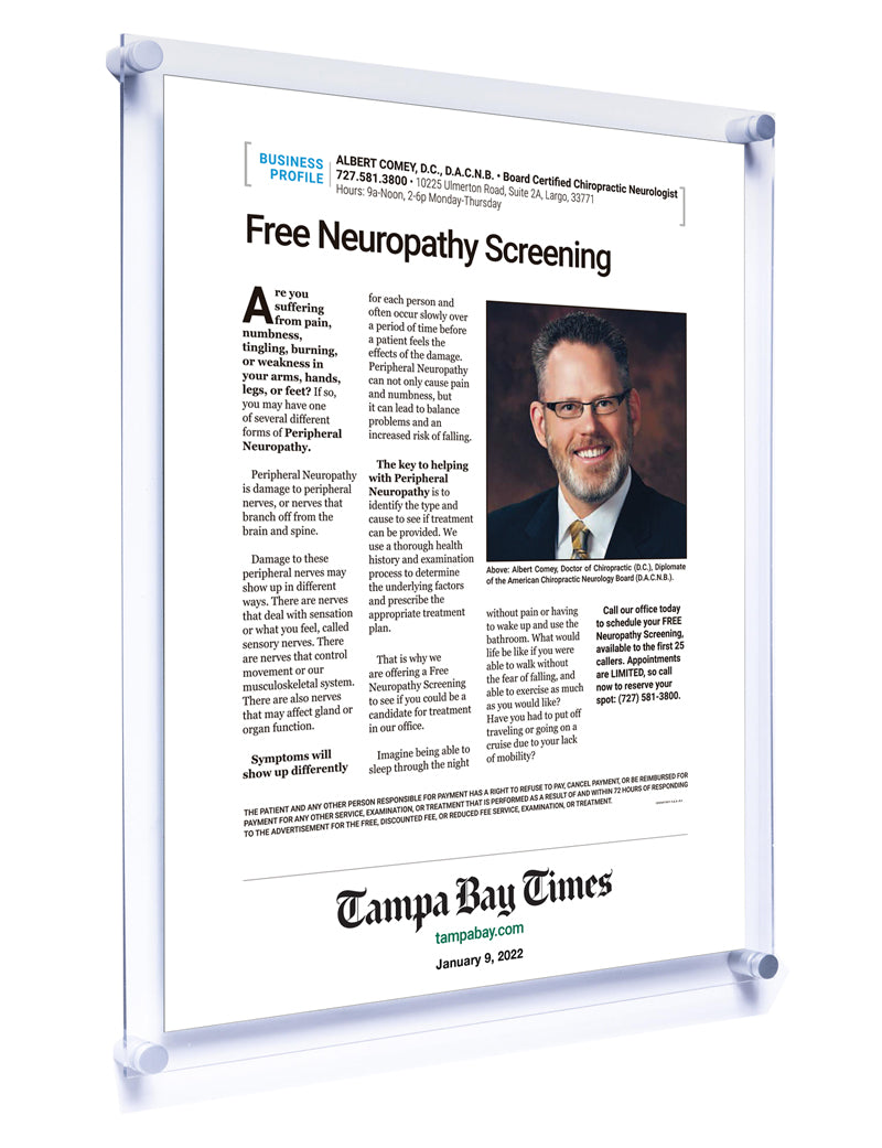 Tampa Bay Times Business Profile - Acrylic Standoff Plaque
