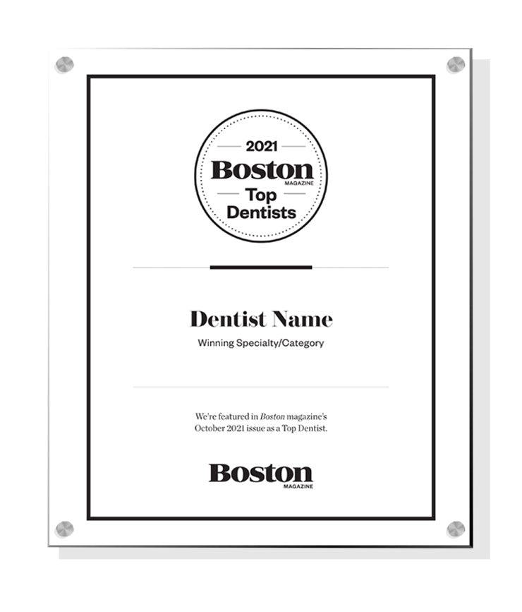 Boston Magazine Top Dentist - Acrylic Standoff Plaque