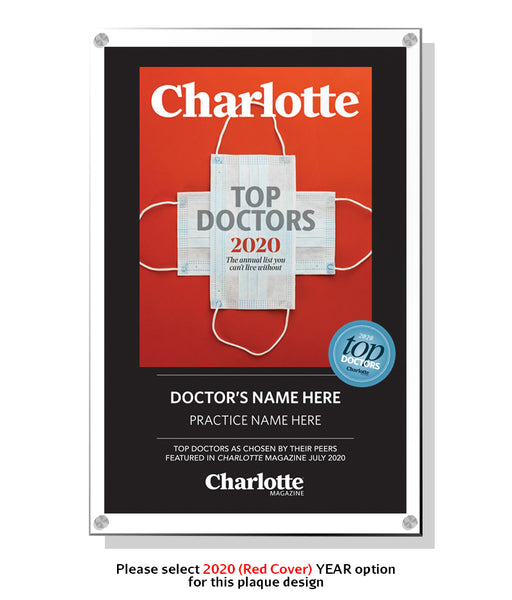 Charlotte Magazine "Top Doctors" Award - Acrylic Standoff Plaque by NewsKeepsake