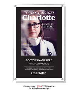 Charlotte Magazine "Top Doctors" Award - Acrylic Standoff Plaque by NewsKeepsake