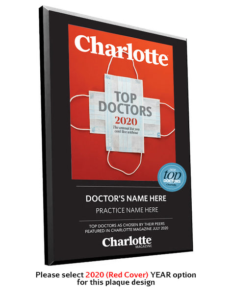 Charlotte Magazine "Top Doctors" Award Plaque by NewsKeepsake