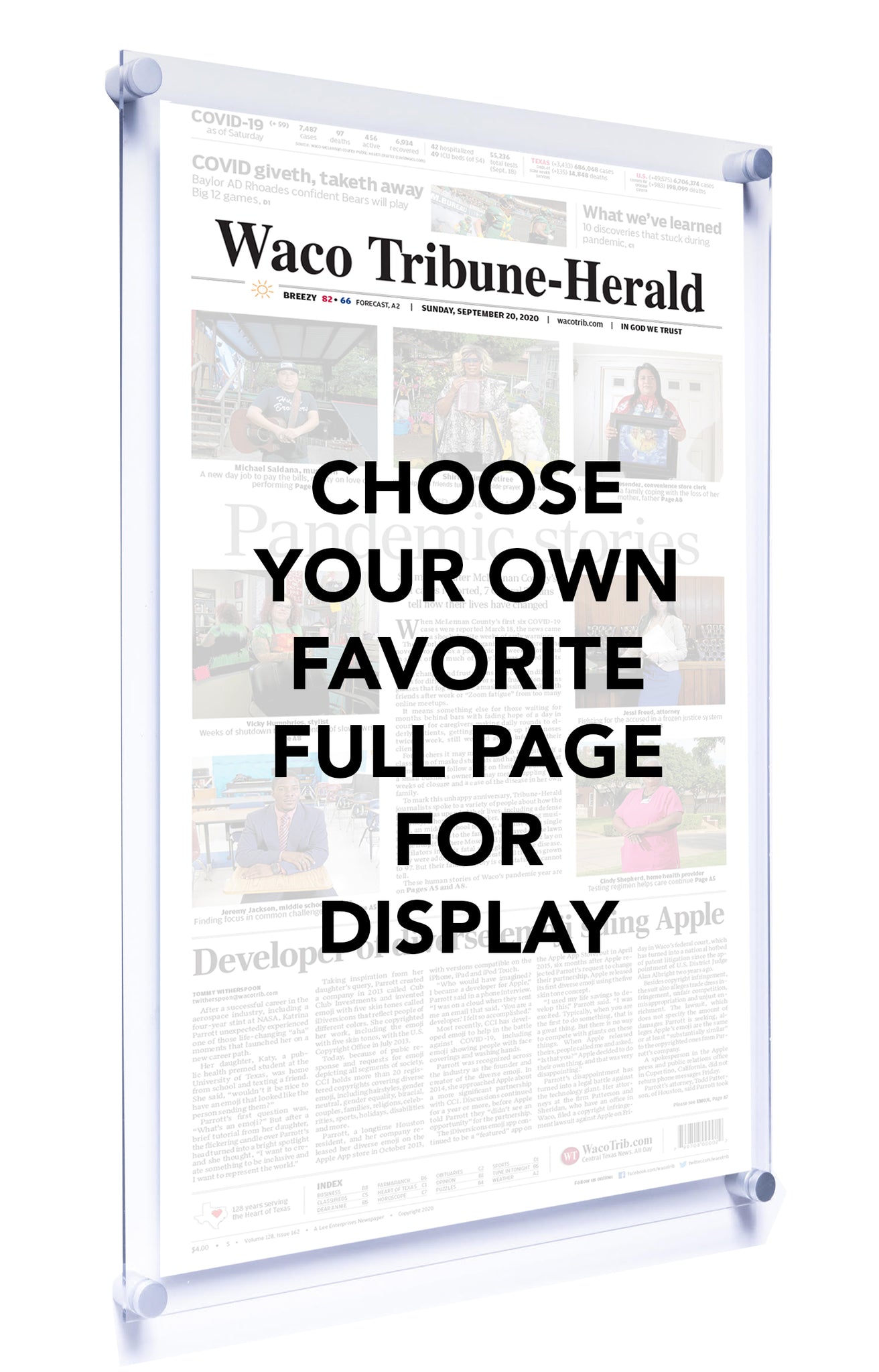 Waco Tribune-Herald Front Page - Modern Acrylic Plaque