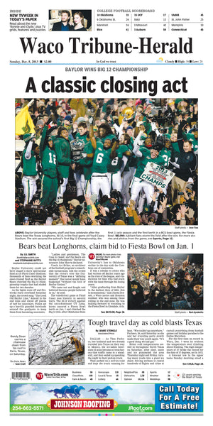 Waco Tribune-Herald Baylor Bears Football Commemorative Sports Pages - Wood Sports Plaque