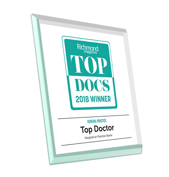 Richmond Magazine "Top Docs" Logo Award Glass Plaque by NewsKeepsake