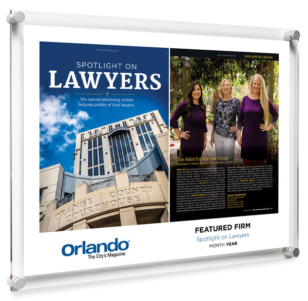 Orlando Magazine Advertorial Plaque - Acrylic Standoff Plaque