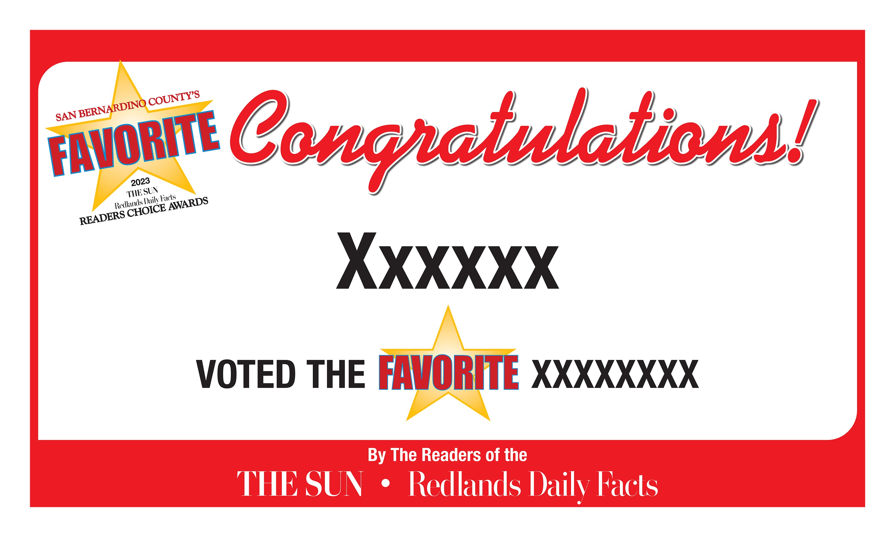 The Sun & Daily Facts Best Of Certificate and Readers Choice Award | Outdoor Banners