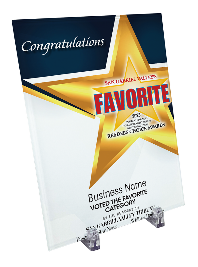SGVN Best Of Certificate and Readers Choice - Crystal Plaque