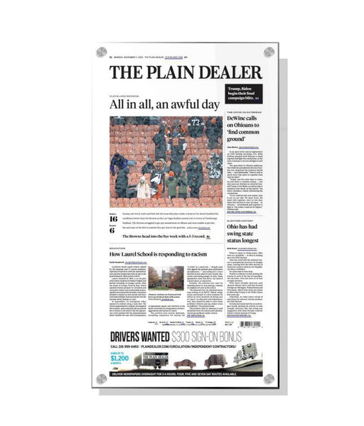 Plain Dealer Article Plaques | Acrylic Standoff by NewsKeepsake