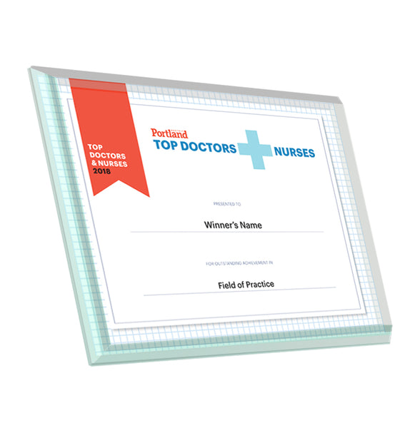 Portland Monthly Top Doctors and Nurses Glass Award Plaque by NewsKeepsake