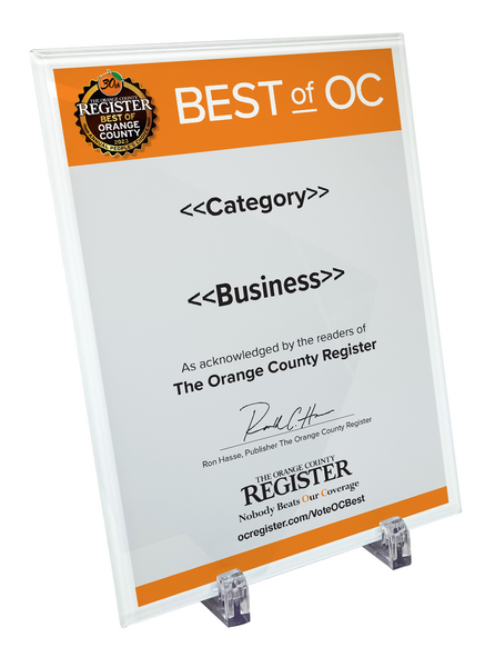 Best Of Orange County Award - Crystal Plaque