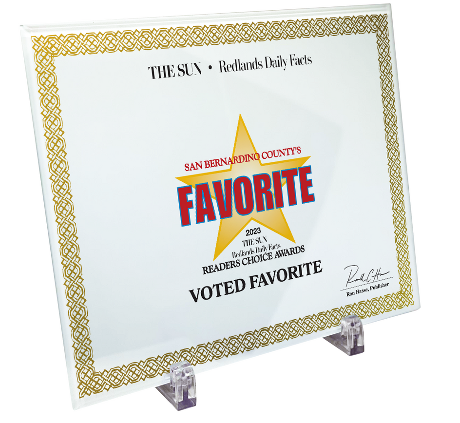 The Sun & Daily Facts Best Of Certificate and Readers Choice - Crystal Plaque
