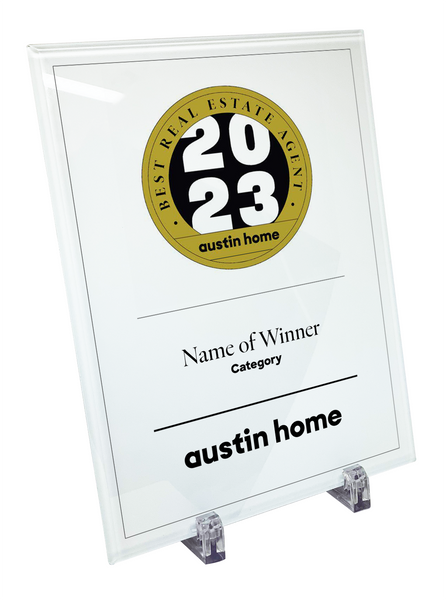 Austin Home "Best Real Estate Agents" Crystal Glass Award Plaque