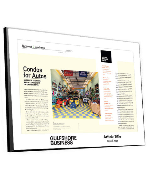Gulfshore Business Magazine Article Plaque