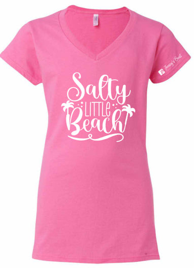 Jersey's Best T-Shirt - Ladies V-Neck Salty Little Beach