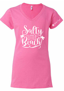 Jersey's Best T-Shirt - Ladies V-Neck Salty Little Beach