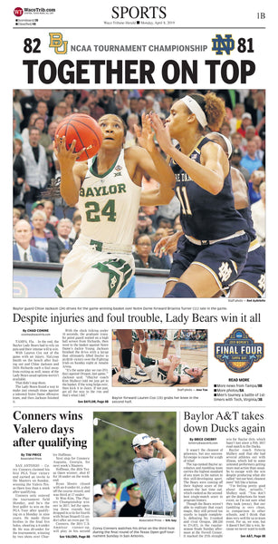 Waco Tribune-Herald Lady Bears Commemorative Sports Page - Frameable Archival Print