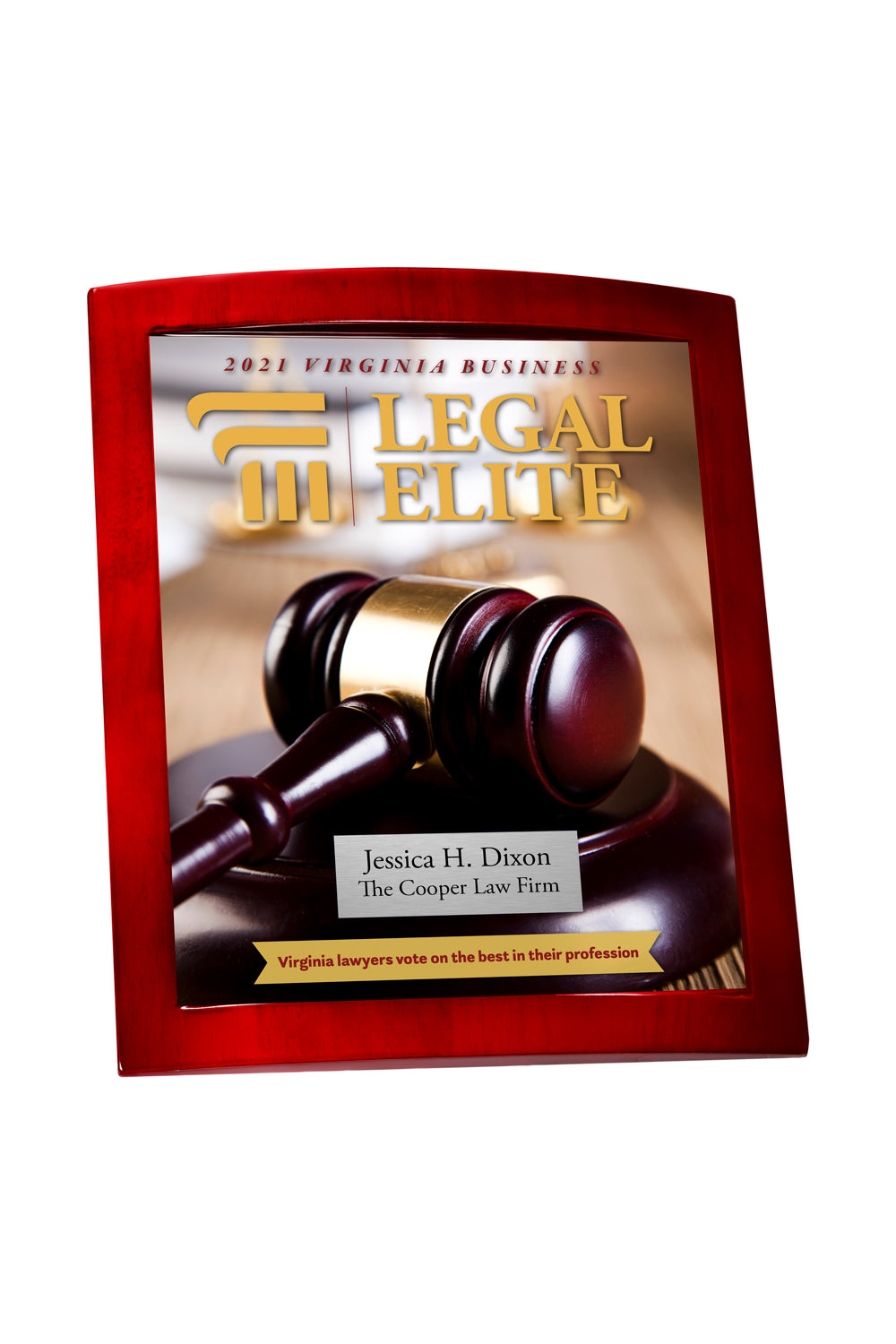 Legal Elite Award Plaque - Piano Finish with Metal Inlay