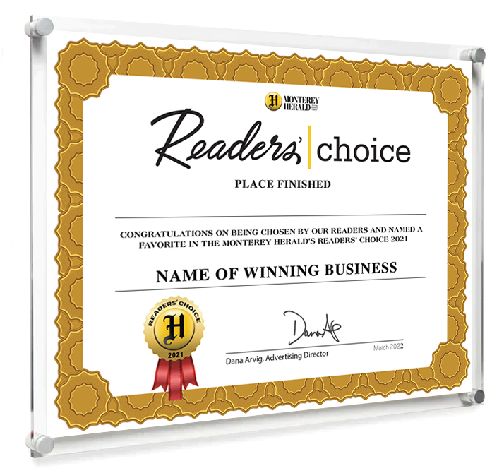 Monterey Herald Readers' Choice Award - Acrylic Standoff Plaque