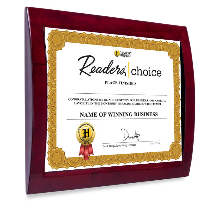 Monterey Herald Readers' Choice Award - Rosewood with Metal Inlay