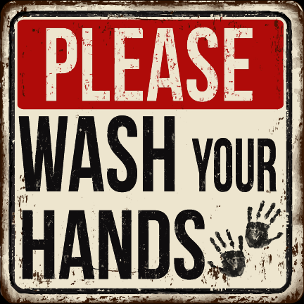 Please Wash Your Hands Bathroom Sign Grunge Metal Look by NewsKeepsake