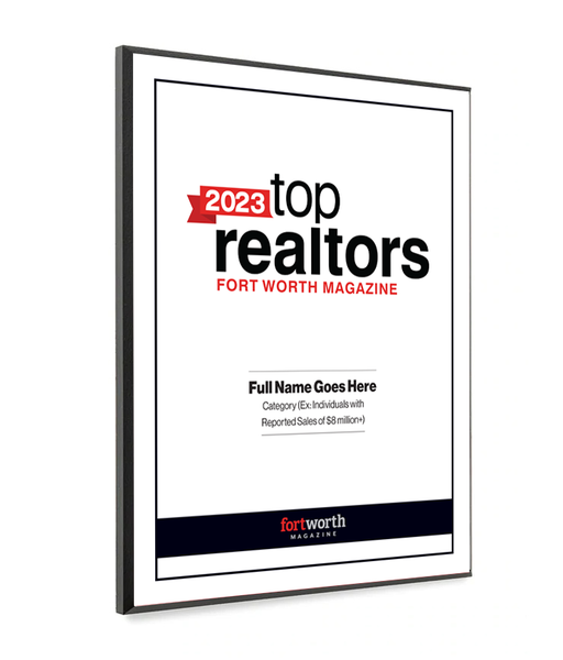 Fort Worth Magazine Top Realtor Melamine Plaque - Award