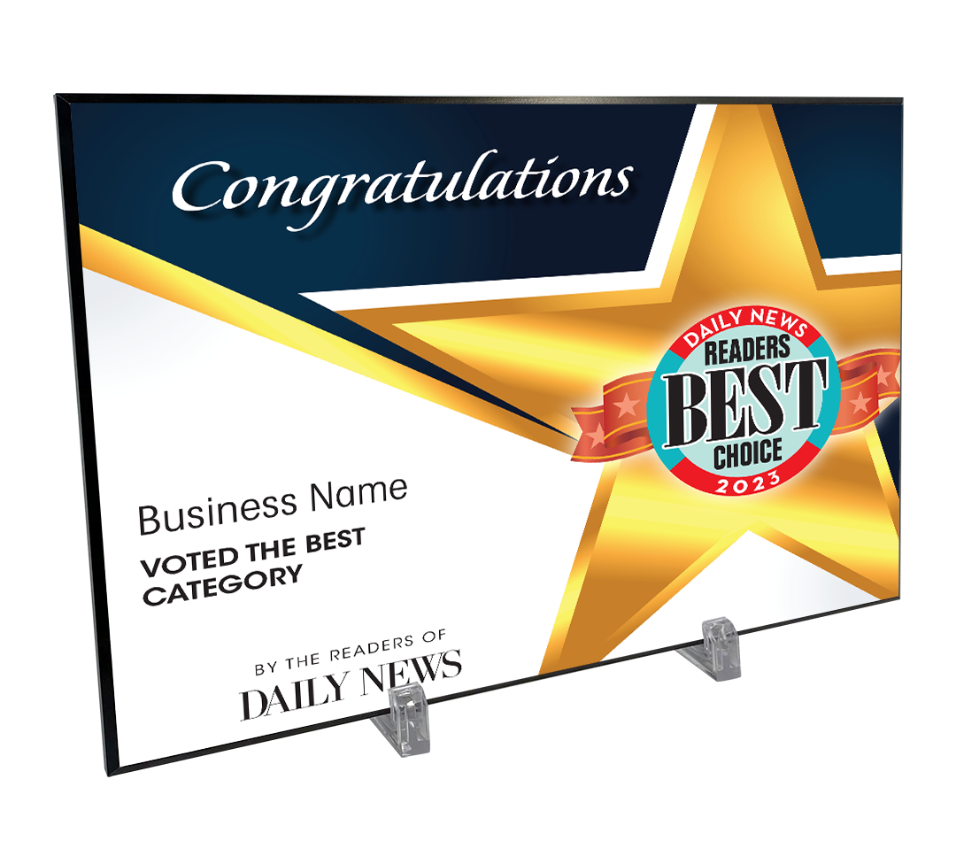 LA Daily News Best Of and Readers Choice Certificate - Modern Hardi-plaque