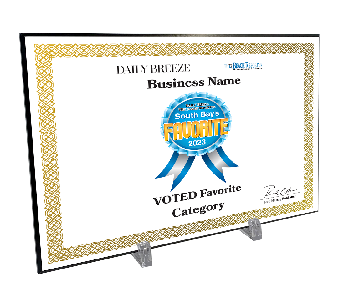 South Bay's Best Of and Readers Choice Certificate - Modern Hardi-plaque