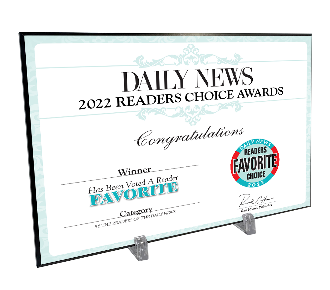 LA Daily News Best Of and Readers Choice Certificate - Modern Hardi-plaque